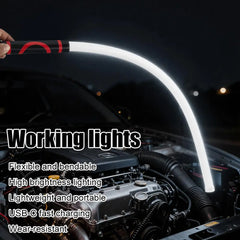 Flexible Bendable LED Work Light Slim Inspection Lamp USB Rechargeable Shape-Retaining Flashlight for Car Engine Auto Repair