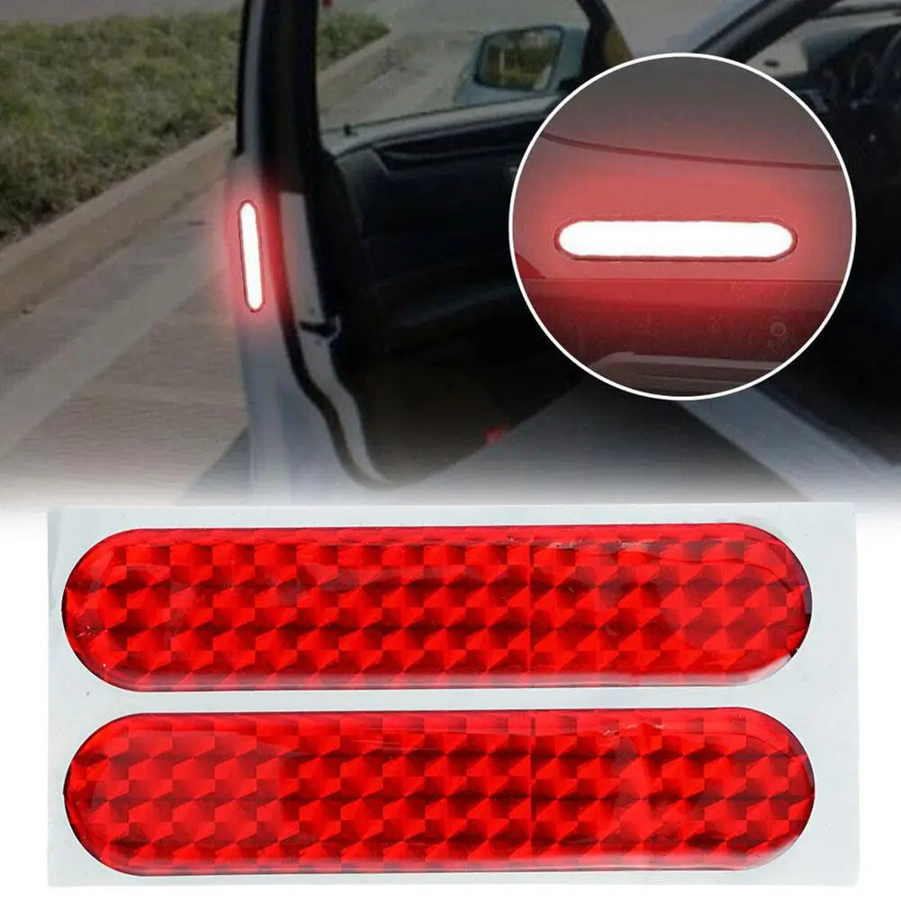 2Pcs Car Reflective Sticker Door Open Anti-Collision Warning Tape Red High Visibility Safety Mark Diamond Grade Reflector Decal